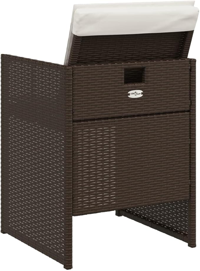 Patio Chairs with Cushions Set of 4 Brown Poly Rattan Outdoor Lounge Chairs Comfortable Garden Chairs with Foldable Backrest and Removable Cushions for Patio Furniture Lawn and Garden Use