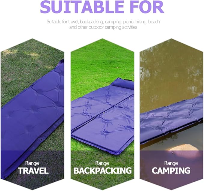 Inflatable Sleeping Pad for Camping Lightweight Wear Resistant Mat with Built Pillow Portable Sleep Supply for Travel Backpacking Hiking and Outdoor Activities