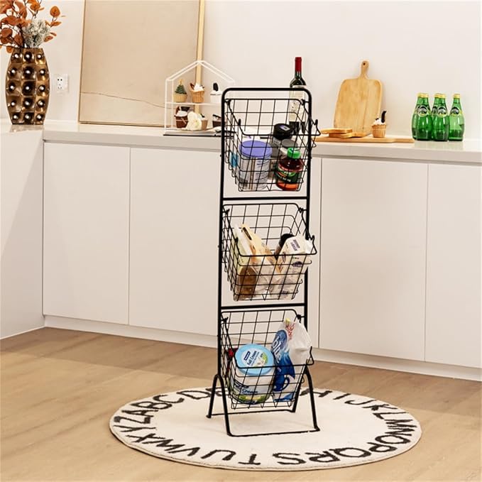 Multi functional iron storage rack three-layer floor standing vegetable and fruit basket living room bathroom balcony universal storage rack