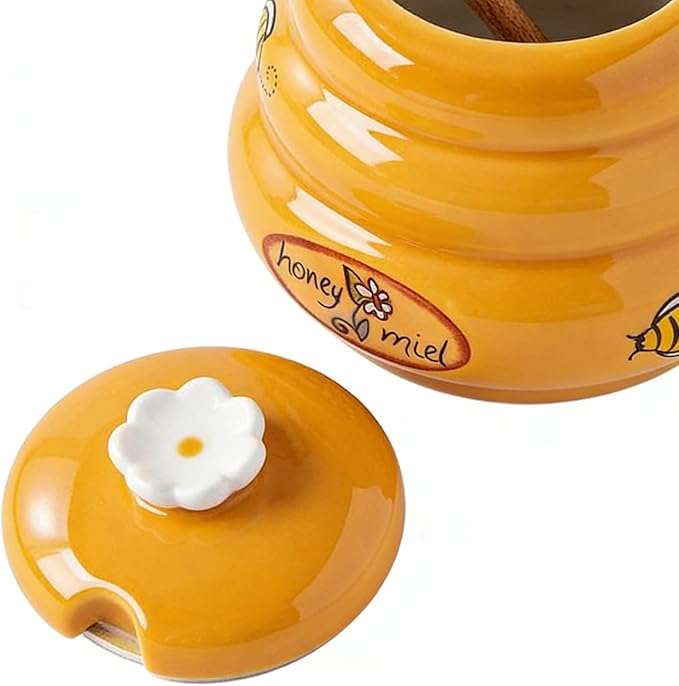 Honey Dispenser Cute Small No Drip Pot Honey Dispenser No Drip Jar for Syrup Jam Sauce Home Apartment Kitchen Office Dorm Farmhouse Restaurant Baking