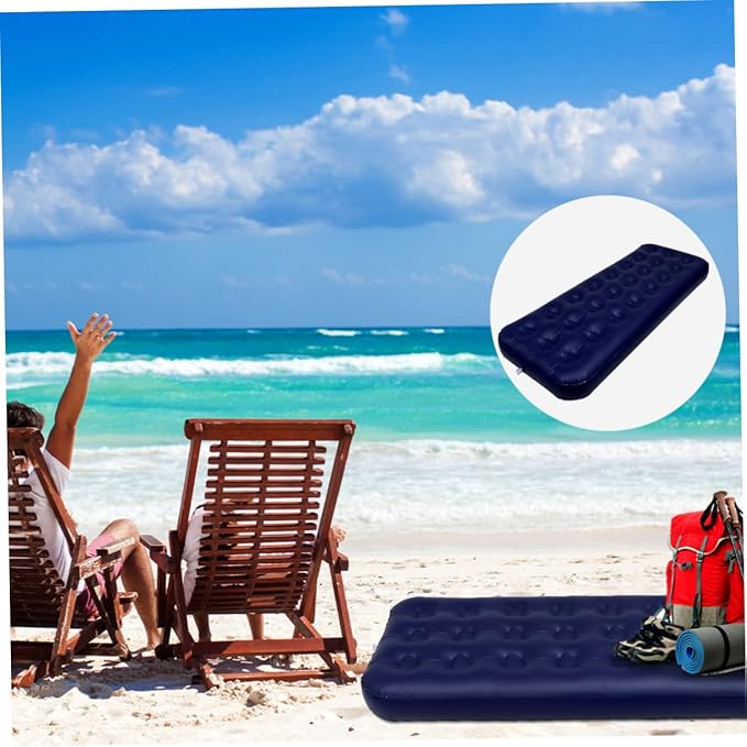 1Pc Portable Inflatable Air Mattress Single Person Camping Bed Mat with Honeycomb Design Moisture for Outdoor Activities Beach Picnics and Hiking