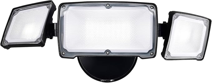 40W Flood Lights Outdoor 3800LM LED Security Light Fixture Exterior LED Flood Lights with 3 Adjustable Heads 5000K ETL Water Resistant for Garage Yard Porch Wall/Eave Mount (Black)