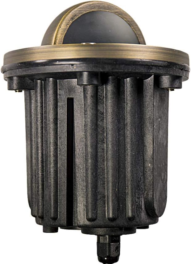 12V Brass In-Ground Well Light (Beacon Top) with 5W 2700K Warm White MR16 LED Bulb for Low Voltage Landscape Lighting of Outdoor Pathway Garden Shrubs Columns or Trees