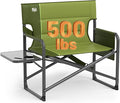 Timber Ridge XXL Extra Wide Foldable Directors Chair with Side Table 500 lbs Heavy Duty Camping Chairs for Adults Oversized Folding Lawn Chair for Lawn Beach Sports Outdoor Blue