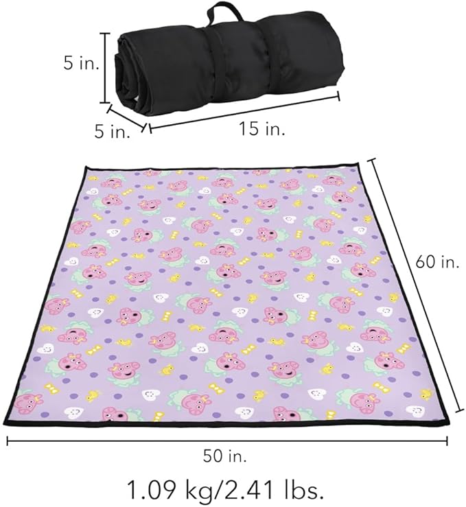 LOGOVISION Peppa Pig Evie Pig Ducks and Bows Outdoor Blanket for Picnic Beach Camping Park Tailgate 50x60