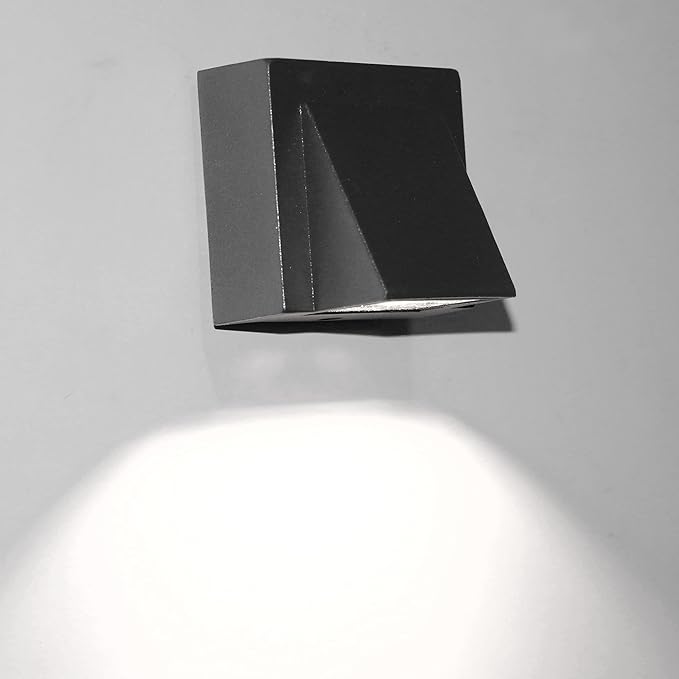 3W LED Outdoor Exterior Wall Step Down Light Fixture Lamp Black Finish Cool White