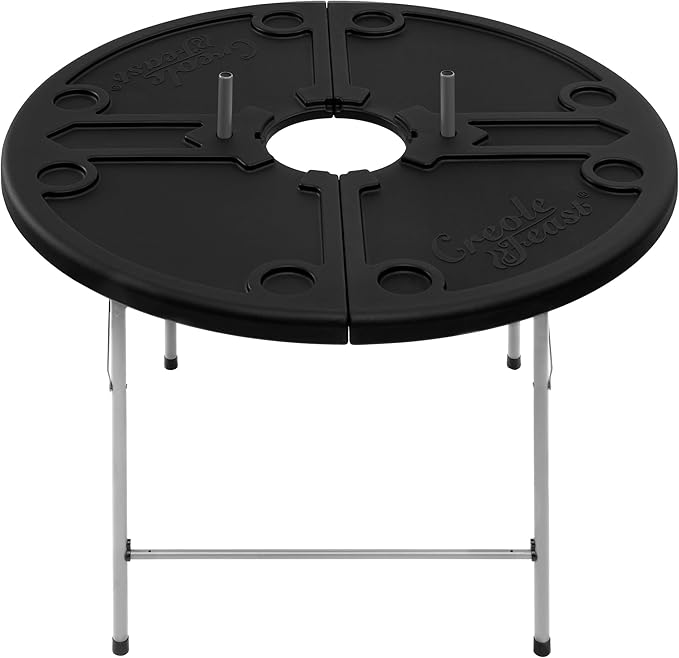 47-Inch Round Foldable Crawfish Table Seafood Table Camping Table Portable for Both Indoor &amp Outdoor Use Black FT4804-SC