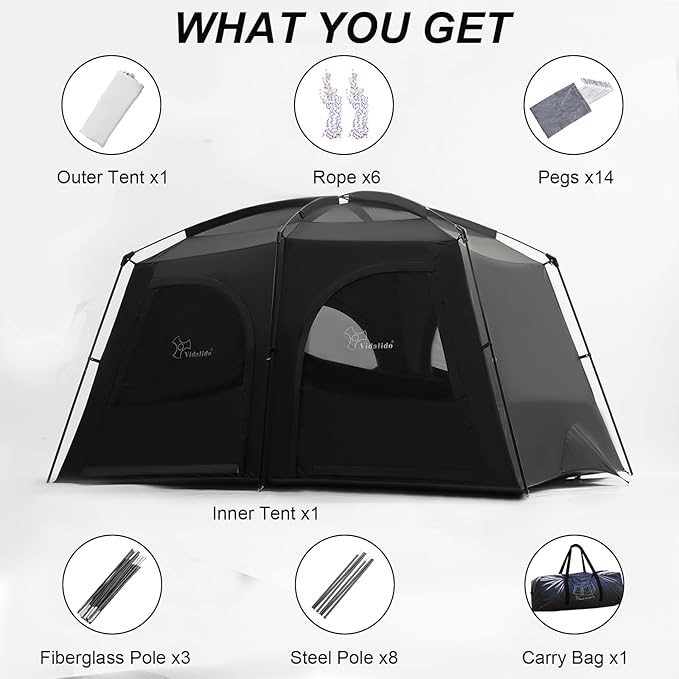 Vidalido Tents3-4 Person Camping Tent with Extended VestibuleWeather Resistant Family Tents with Breathable Mesh WindowsEasy Install Waterproof Outdoor Tent for Backpacking and Camping Hiking