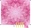 Waterproof Sandproof Beach Blanket 59''×68'' Floral Pattern Polyester Outdoor Picnic Blanket with 4 Stakes &amp Storage Bag for BeachCampingVacation Purplish-Pink