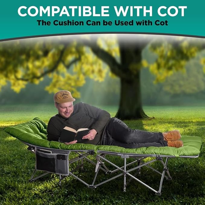 ZONETECH Folding Outdoor Camping Travel Cot and Cot Pad - Premium Quality Lightweight Portable Heavy Duty Adult &amp Kids Travel with Large Pocket and Cushion