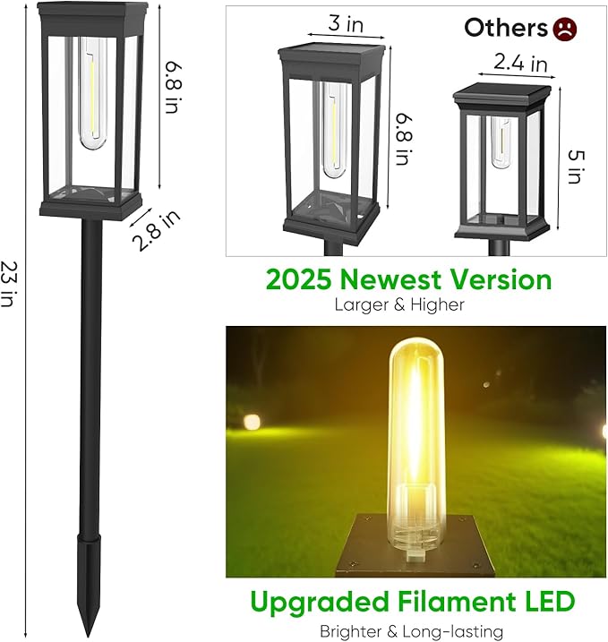 12 Pack Solar Pathway Lights OutdoorIP65 Waterproof - Bright Solar Lights OutdoorAuto On/Off Pathway Lights Solar PoweredSolar Path Lights for Walkway Driveway Garden
