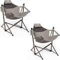 TIMBER RIDGE Hammock Camping Chair with Adjustable Backrest Portable Hammock Chair Supports 300lbs Swinging Camping Folding Chairs for Lawn Travelling and Patio Tan 2 Pack