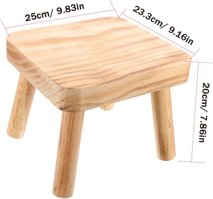 Wooden Step Stool Tall Foot Stool for Adults Smooth Surface for Kitchen Garden Camping