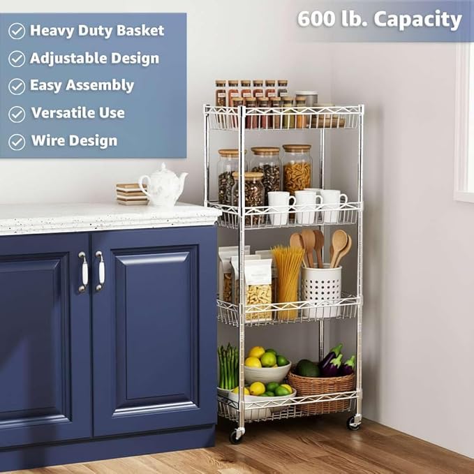 14 x 24 Chrome Wire Shelf Basket NSF Storage Basket for Shelving Units 600 lb Capacity