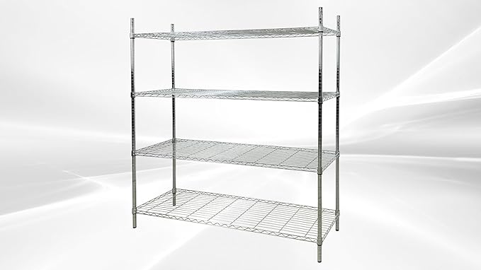 Commercial Chrome Wire Shelving Rack All Stainless-steel Heavy Duty 4 Tier Wire Shelf W60xD18xH71 for Storage ETL