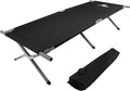 Camping Cot - Portable Folding Camp Bed - 600D Sleeping Cot for Adults with Steel Frame by Wakeman Outdoors (Black)