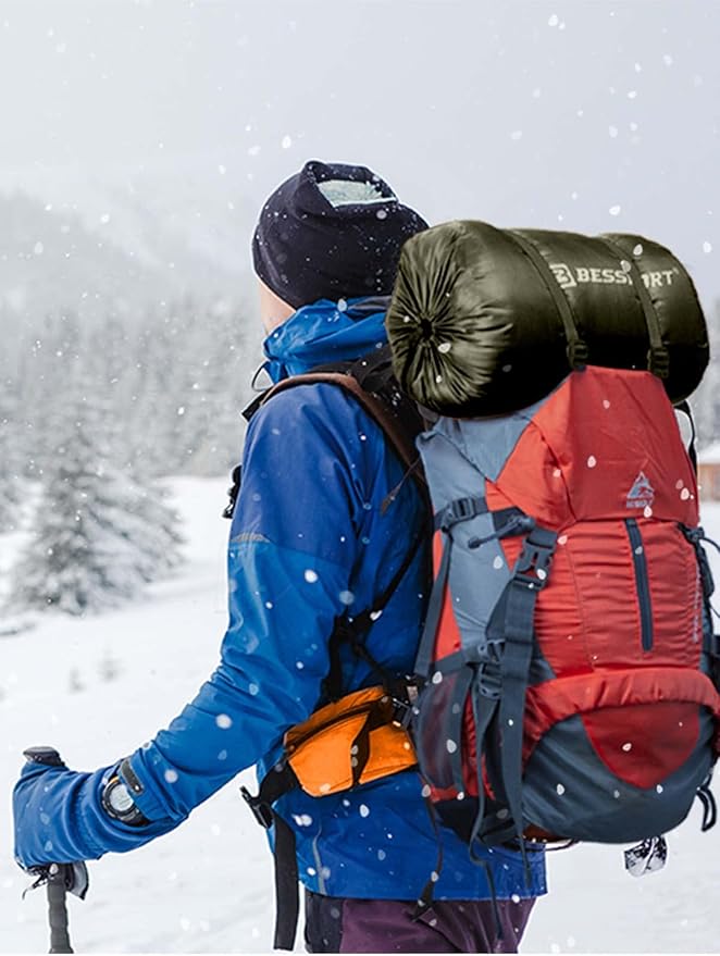 Bessport Mummy Sleeping Bag | 15-45 ℉ Extreme 3-4 Season Sleeping Bag for Adults Cold Weather– Warm and Washable for Hiking Traveling &amp Outdoor Activities
