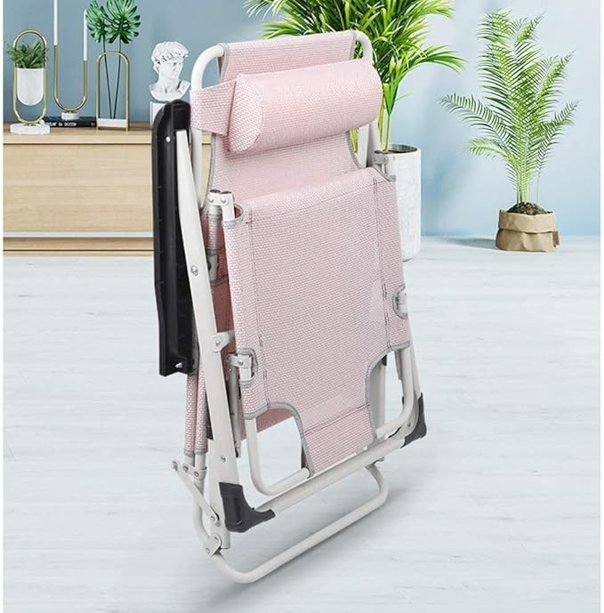 FWZJ Sun Lounger Sunbed Reclining Sun Chair Home Lunch Break Chair Office Portable Folding Chair Adults Lazy Couch Garden Camping Balcony Patio Bath Sun Deck Chair Load Capa