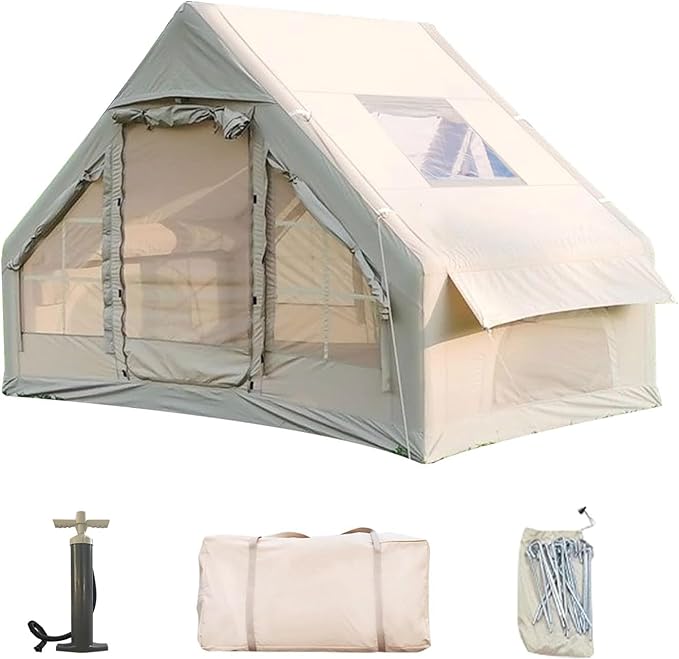 Inflatable Camping Tent with Pump4-6 Person Waterproof Blow Up Air Tent for Camping HikingEasy to Set Up 4-Season Inflatable House Tent with Oversized Canopy.