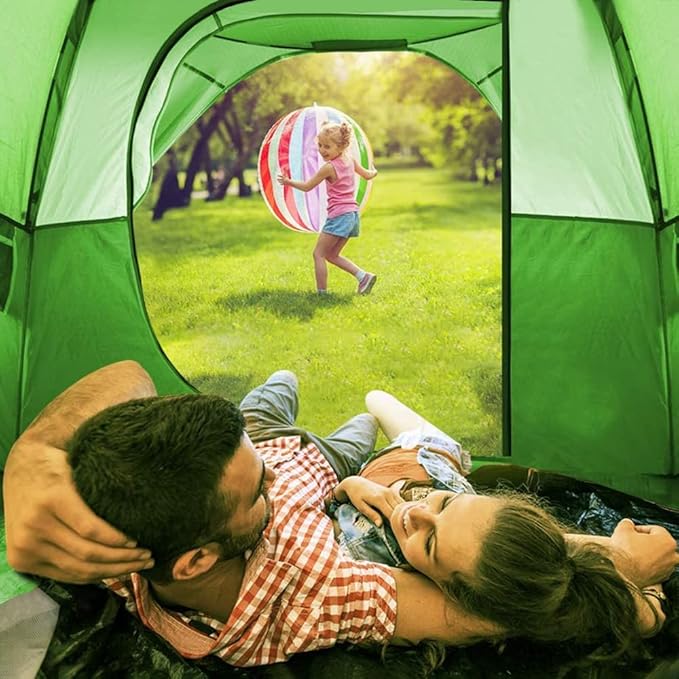 CAMPROS CP Tent 3 Person Camping Tents Gifts for Family Waterproof Windproof Backpacking Tent with Top Rainfly Easy Set up Small Lightweight Dome Tents Hiking Beach - Green
