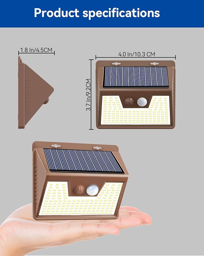 Peasur Solar Lights for Outside [10 Pack/140LED/Brown] Motion Sensor Outdoor Lights Ultra-Bright Solar Security Light 3 Working Modes Waterproof for Outside Garden Yard