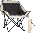 CDEN Camping Chair Thick Padded Lawn Chair Oversized Camping Chair Deluxe with Cup Holder Side Pocket Cooler Bag for Camping Hiking Picnic Travel Festival (1 Pack)