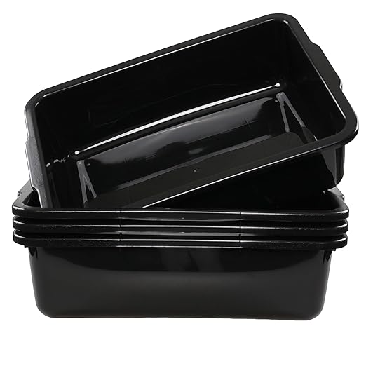 Black Commercial Bus Tubs 32 L Plastic Bus Box/Wash Basin 4 Packs