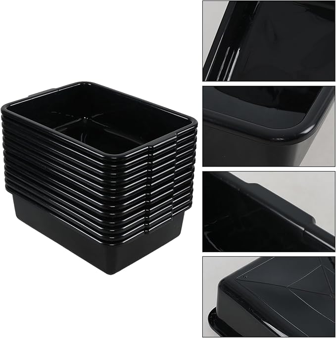12-pack 13 L Restaurant Dish Tub Basin Plastic Bus Bin Tote Boxes Black