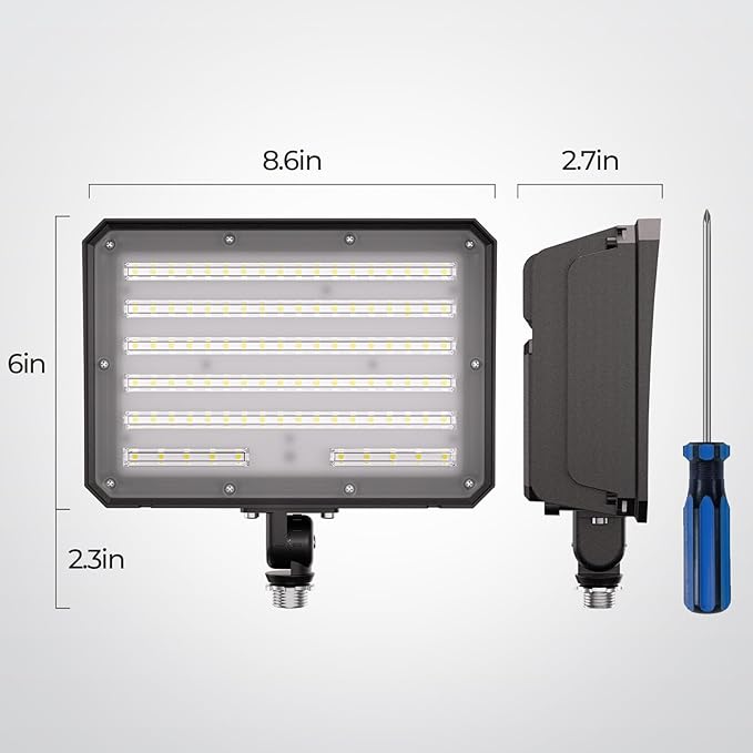 CINOTON 100W LED Flood Lights Outdoor 14000LM IP65 Waterproof Outdoor Security Wall Light Fixture with 180°Knuckle for Warehouse Porch Barn Garage Building 5000K 100V-277V 2 Pack