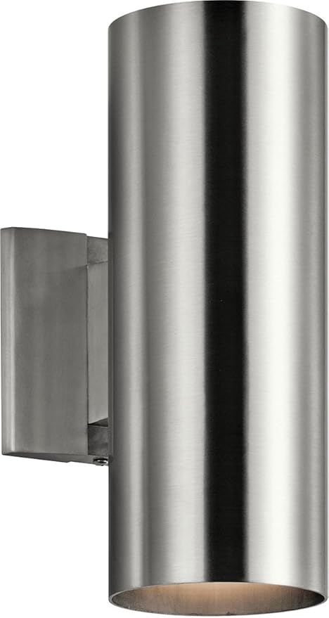 Kichler Cylinders 12 2-Light Cylinder Outdoor Wall Sconce in Brushed Aluminum (12 H x 4.75 W) 9244BA