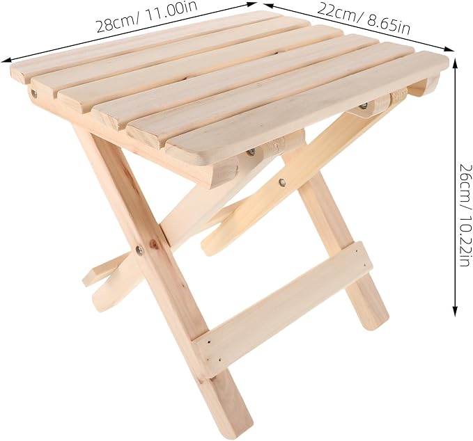 Luxshiny Portable Folding Wooden Stool Small Lightweight Camping Seat Wood Stool Chair for Outdoor Hiking Fishing and Bathroom Use
