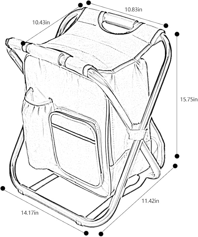 Backpack Chair for Adults Portable Camping Hunting Fishing Backpack and Seat Combo Foldable Chair Bag with Cooler Bag Waterproof Fishing Stool Collapsible Chair Storage Bag with Portable Belt