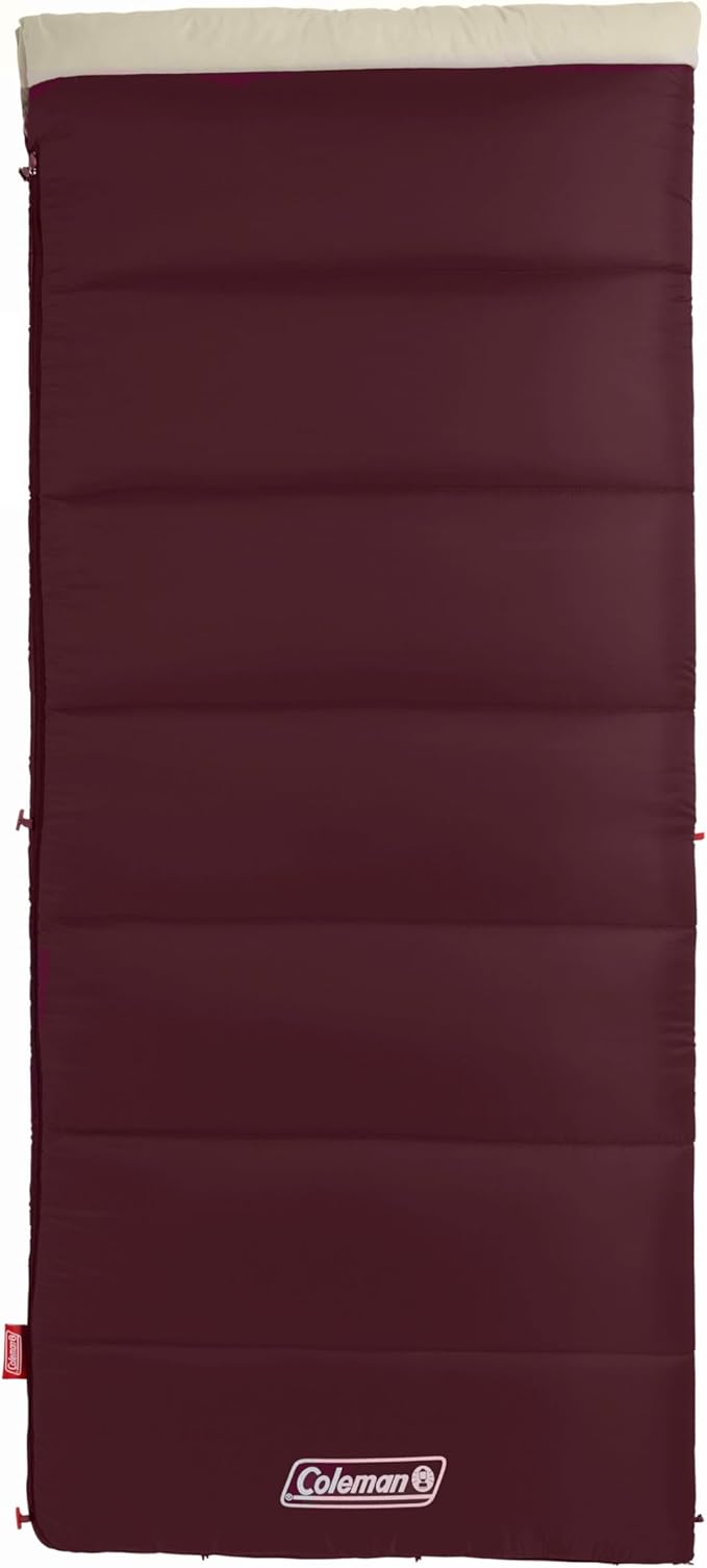 Coleman Autumn Glen 50°F Sleeping Bag Lightweight Sleeping Bag with No-Snag Zipper &amp Storage Stuff Sack Machine Washable for Easy Cleaning Great for Camping Sleepovers &amp Guests