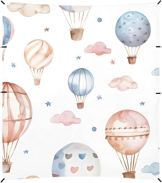 Cute Seamless Pattern with Air Balloons Camping Sun Shelter Beach Tent Portable Beach Sun Shade Outdoor Canopy for Camping Trips Fishing Picnic