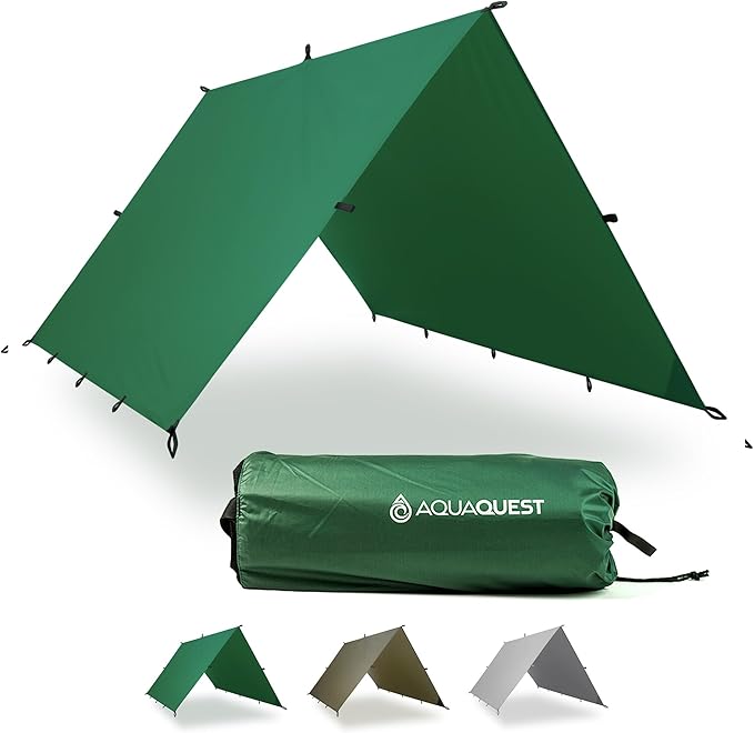 AquaQuest Guide Tarp – Ultralight Waterproof (5000 mm) Seam-Taped 40D Ripstop Rain Fly for Backpacking Stealth Camping &amp Thru-Hiking