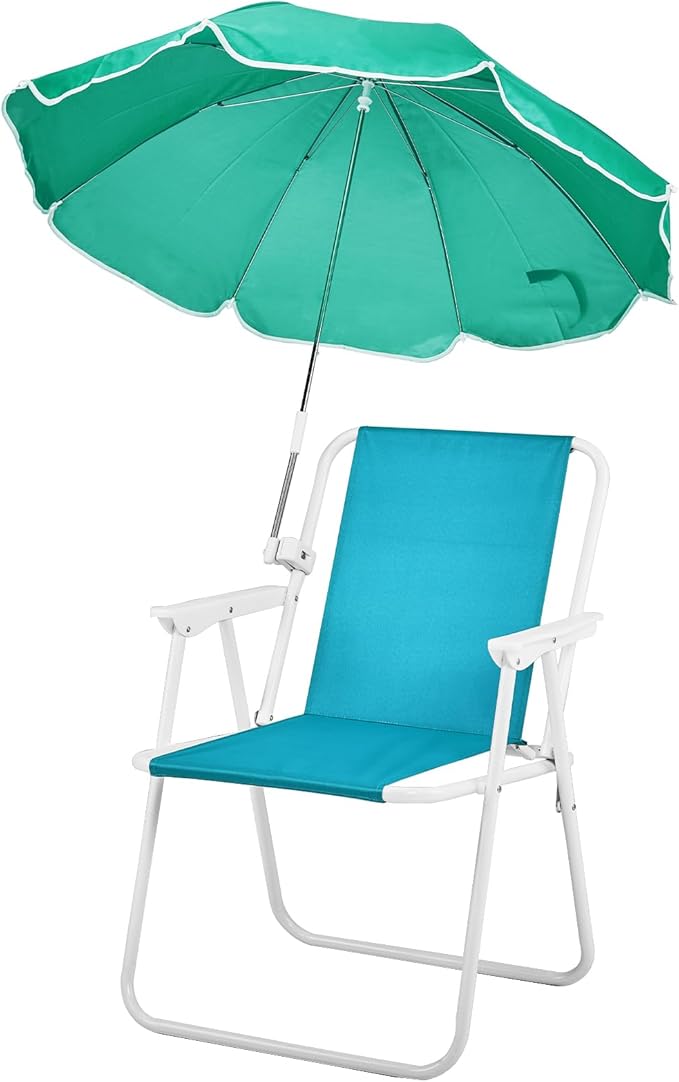 Beach Chair with UmbrellaOutdoor Folding Chair with 360°Canopy Shadefor AdultsCamping Chairs for CampingPoolFishing