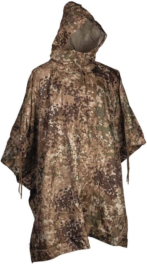Mil-Tec Adult Ripstop Wet Weather Lightweight Waterproof Multi-Use Rain Poncho with Hood - Use as Bivouac Sack Shelter Tent
