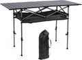 Outdoor Folding Table with Carrying Bag Roll-Up Rectangular Table Large Capacity Ultralight Dinner Desk for Picnic Camping Trip Beach BBQ