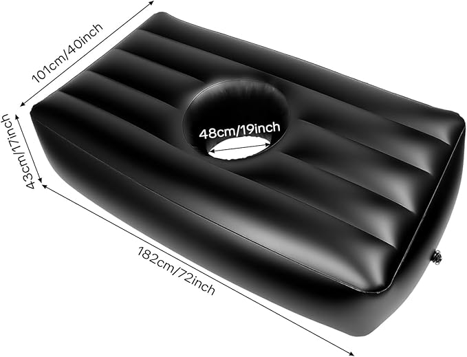 BBL Bed 72 x 40 Inflatable Mattress with Hole BBL Bed After Surgery for Sleeping Ergonomics PVC Pregnancy Bed Inflatable Mattress Air Mattress for Camping Traveling Hiking (Black)