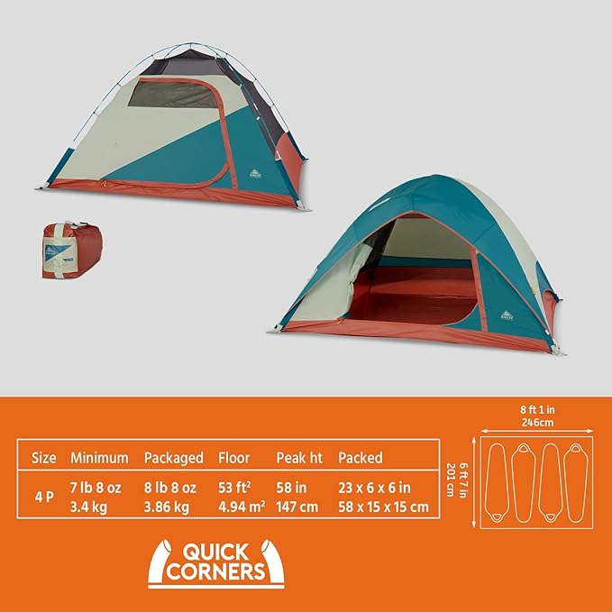 Kelty Discovery Basecamp Backpacking Tent 4 or 6 Person Camping Backpacking Shelter Large Capacity Fast Setup and Easy Tear Down Stuff Sack Included