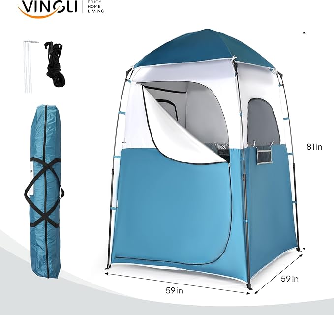 VINGLI 6.8FT Shower Tent Large Instant Pop Up Shelter with Mesh Floor &amp Carrying Bag Privacy Changing Room Tent for Toilet Camping Dressing Lightweight &amp Sturdy Easy Set Up