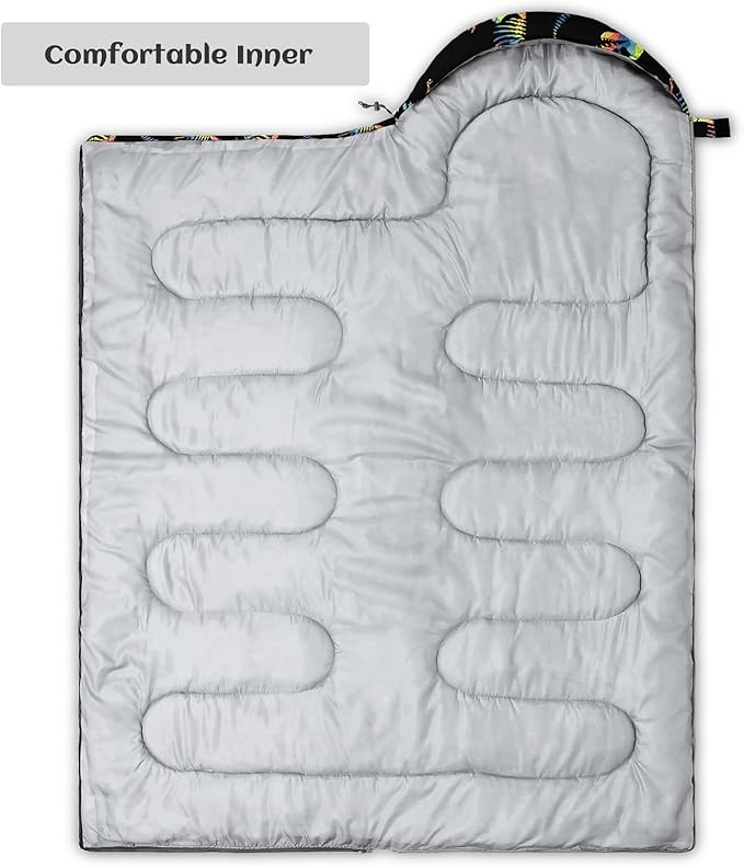 Sleeping Bags for Adults Youth Kids3D Printing Camping Sleeping Bag for Girls Boys Lightweight Waterproof Cold/Warm Weather Sleeping Bag for 3 Seasons