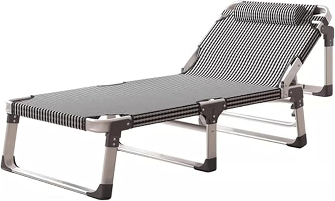 Aluminum Alloy Frame Camping Cot 5-Position Folding Chaise Lounge Chair Portable Folding Bed for Sleeping Tent Cot with Headrest