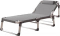 Aluminum Alloy Frame Camping Cot 5-Position Folding Chaise Lounge Chair Portable Folding Bed for Sleeping Tent Cot with Headrest