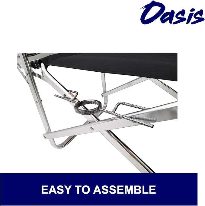 Oasis Premium Director Fishing Chair with Rod Holder - Folding Aluminum Chair