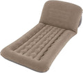 Inflatable Mattress with Adjustable Backrest Brown Portable Foldable Flocked Air Mattress for Outdoor Beach Travel