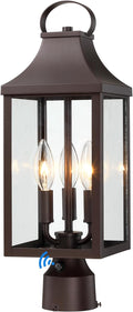 18.62'' Dusk to Dawn Post Light Outdoor Large 3-Light Lamp Post Light Fixture Modern Pillar Outside Lighting Waterproof Post Lantern Lamp Outdoor Post Light Fixtures Pole Lights for Porch Brown