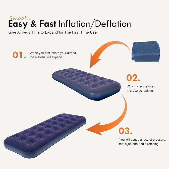 Single Size Air Mattress Inflatable Bed Blow Up Mattress Camping Sleeping Pad
