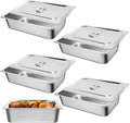 Hotel Pan Full Size Steam Table Pan 6 Deep Stainless Steam Table Pan with Lid Full Size Food Pan 20.8 L x 13 W Anti Jam Stainless Steel Buffet Pan Commercial Stainless Steel Pan (4 Pack)