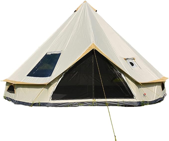 Backpacking Bell Tent with Top Stove Jack for All Year Living 300D Oxford Waterproof Yurt Tents House for Camping Glamping Parties Outdoor Events-13/16.4FT